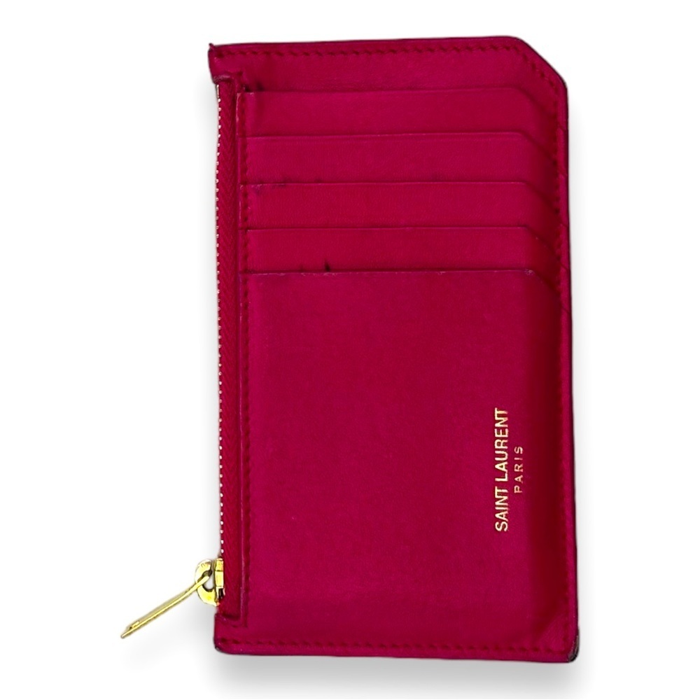 Saint Laurent Pink Wallet with Gold Accents